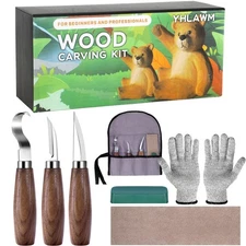YHLAWM Wood Whittling Kit for Beginners, 7 Pcs Wood Carving Kit with 3 Pcs Ca