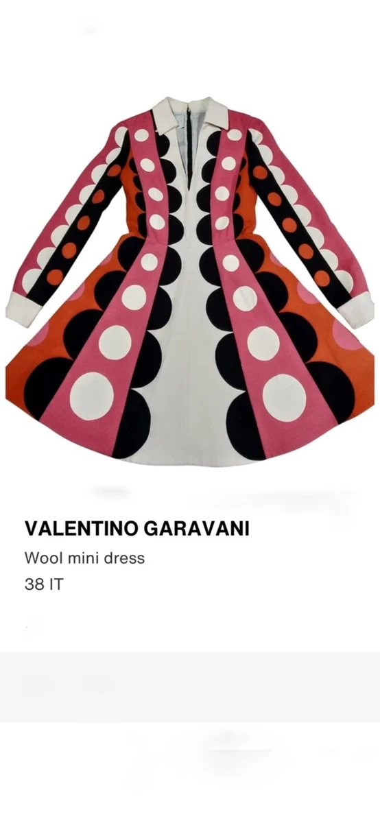 valentino rainbow spinning wheel lettering mini dress Valentino 1973 Archival Print Rainbow Dress 2015