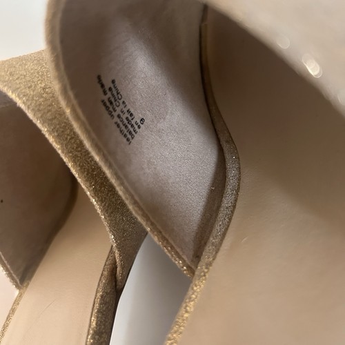Seychelles Commute Gold Suede Leather Peep-Toe Mules - Picture 11 of 11