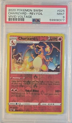 Pokemon PSA 9 Mint Charizard 025/185 Vivid Voltage Reverse Holo Rare ENG