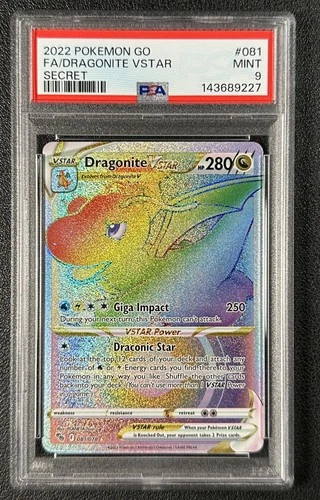 DRAGONITE VSTAR PSA 9 2022 POKEMON SWORD & SHIELD GO #081/078 SECRET RARE FA 227
