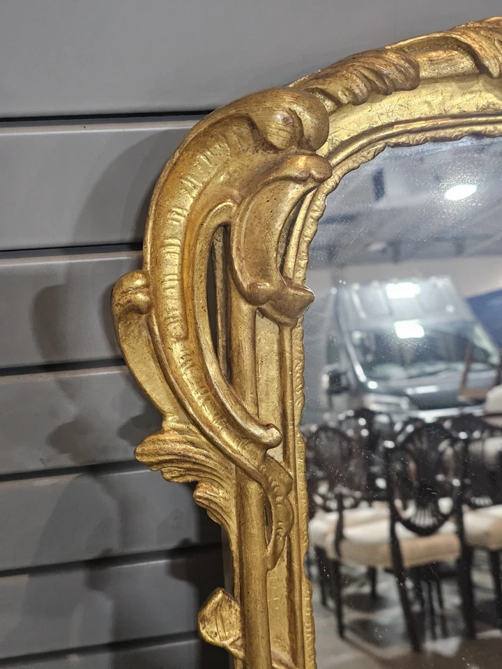 Espejo decorativo grande tallado en oro dorado tallado tallado en gremio tallado Foto 4 de 4