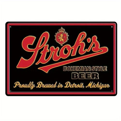 Stroh'S Bohemian Beer Vintage Logo Aluminium Metal Signs Door Decor 8x12 Inch
