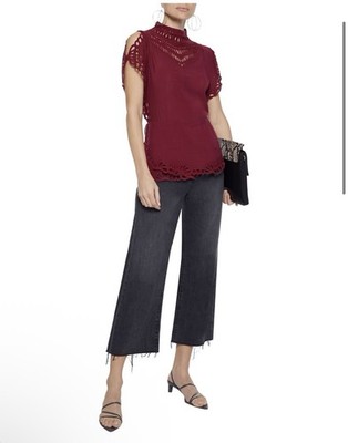New NWT IRO Jalaspe broderie anglaise voile peplum top Color: Claret SZ 34 US 2