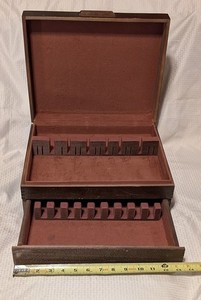 Vintage 2-Tier Wood Tarnish-Proof Silverware Compact Storage Chest Drawer