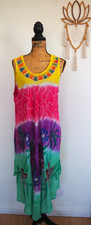 Swimsuit Cover Up Beach Sleeveless Vibrant Tie Dye Dress Woman  s One Size