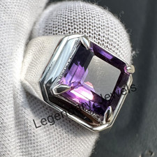 Natural Purple Amethyst Gemstone with 925 Sterling Silver Men's Stylish Ring