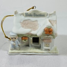 Sugar Town "Train Station" 1996 Porcelain Precious Moments Hanging Ornament