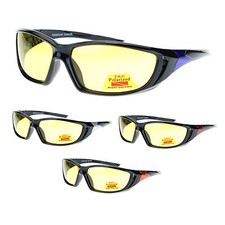 Mens Polarized Yellow Night Driving Lens Oval Sport Warp Plastic Sunglasses New