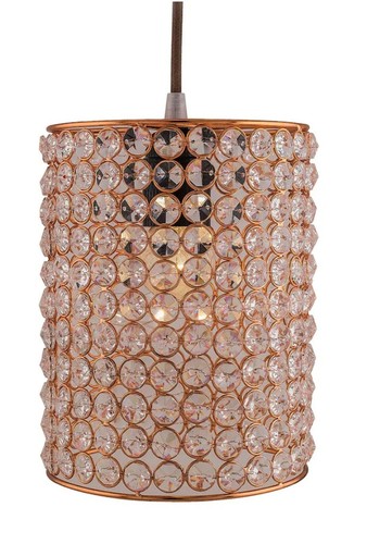 Handcrafted Crystal Hanging Light Copper Toned Textured - Picture 3 of 4