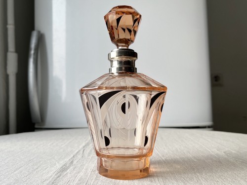 Art Deco Czech Bohemian Cut crystal Karl Palda 1930’s Decanter with silver rim - Picture 7 of 11