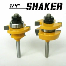 2pc 1/4'' Shank Shaker Bevel Rail & Stile Router Bit Woodworking Cutter Tool Set