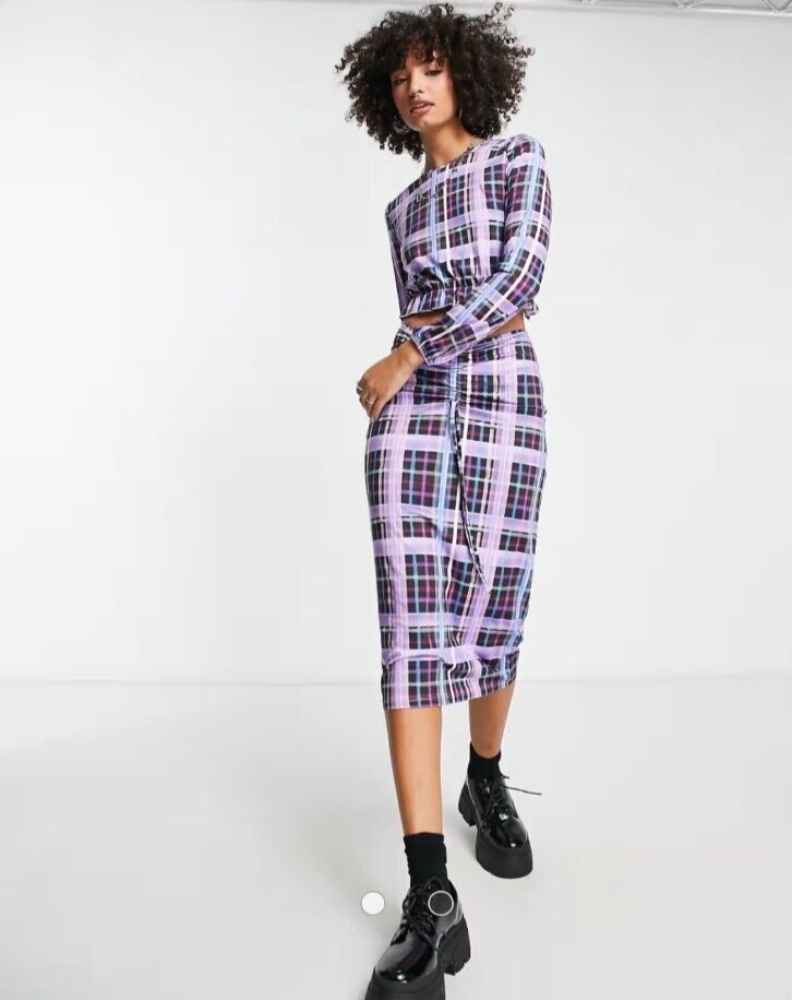 スカート ASON LONDON CHECK MIDI SKIRT PURPLE Only Midi Skirt in Purple Check Size S New With Tags | eBay
