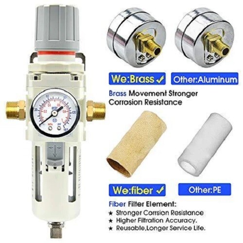 Combo regulador de presión de filtro de aire TAILONZ PNEUMATIC 3/8" NPT con filtro y medidor - Imagen 4 de 5