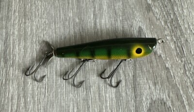 barracuda brand fishing lures Vintage Barracuda Brand 3 Hook Wooden Topwater Fishing Lure (SM)