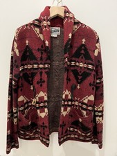 VINTAGE 2000s Schott Bros. - Open Fronted Cardigan Sweater - Red / Black - Small