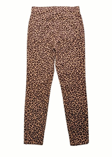 Pantalones de mezclilla Ann Taylor tiro alto cónicos pana marrón estampado de leopardo para mujer 30x29 talla 6 - Imagen 2 de 10