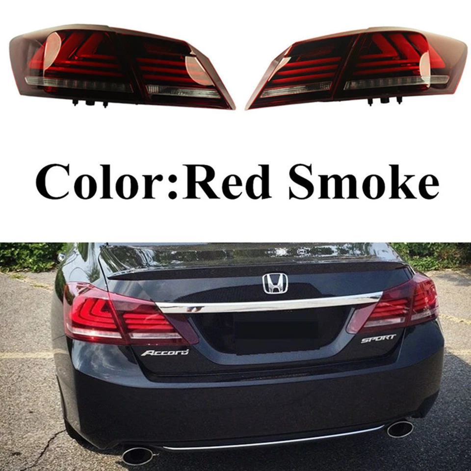 Juego (2) Luces traseras de humo rojas freno led para Honda Accord 2013-2015 sedán de 4 puertas Foto 3 de 4