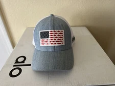Columbia PFG USA Fish Flag Mesh Flex Fit Baseball Cap Americana Hat