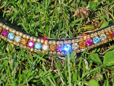 FSS Kristallbling Stirnband SCHIMMERN Honig Gold Fuchsia rosa Aquamarin blau Topas