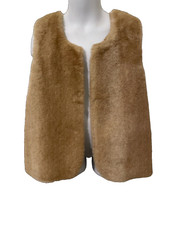 Wonder Nation Girls Faux Fur Vest Size M 7-8 Beige Sleeveless