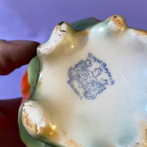 Antique Royal Bayreuth Tomato Mustard Pot with Tiny Spoon Hand Painted Porcelain - Picture 10 of 15