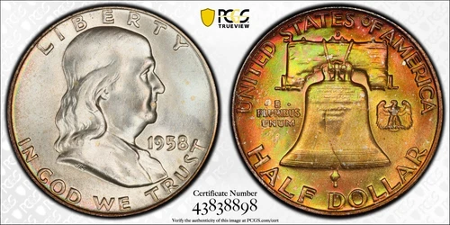 1958 D Franklin 50 C PCGS MS65 FBL - Trueview & Toned!