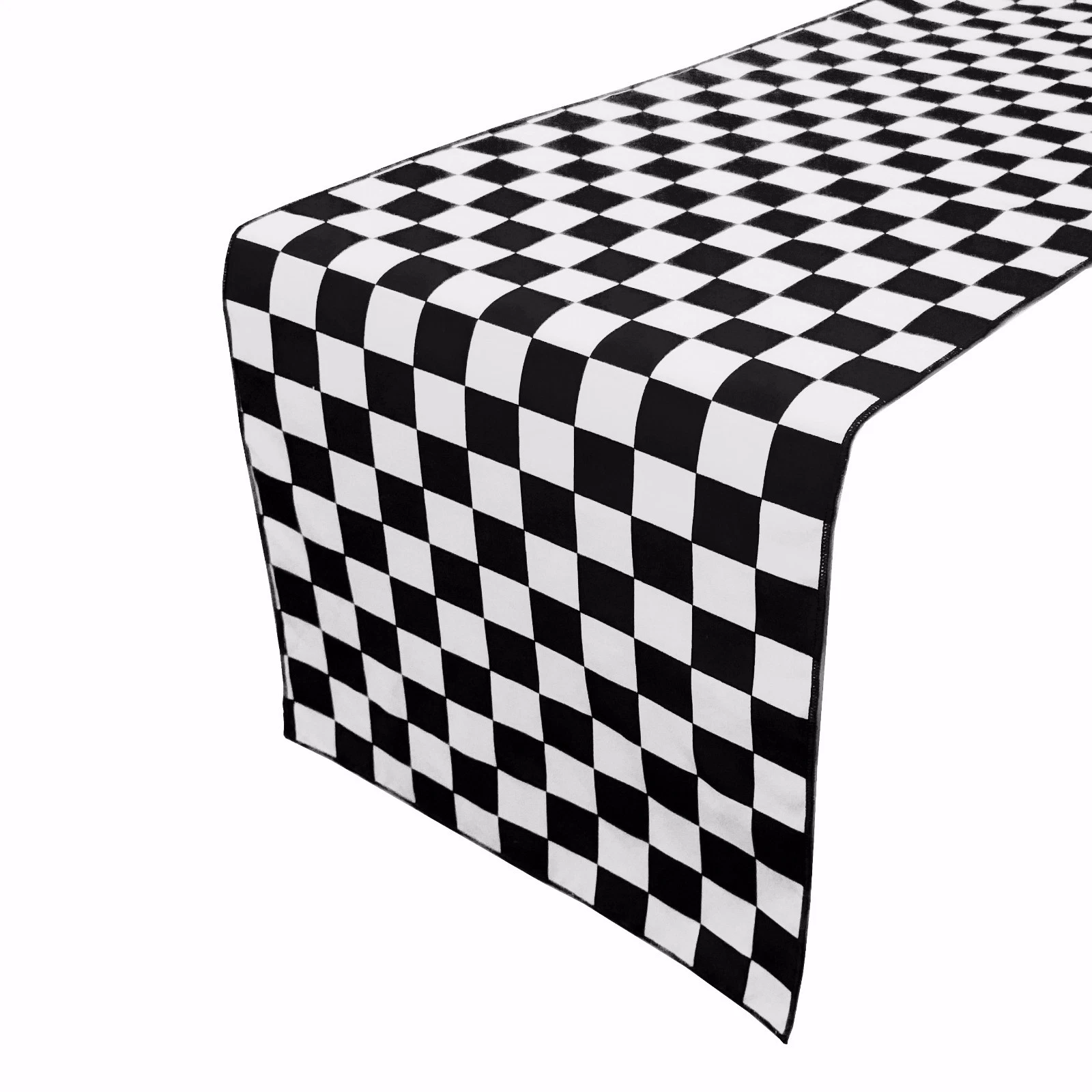 Poly Cotton Race Car Checkerboard Table Runner for Kitchen Dining