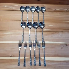 Set of 15 Alhambra Stainless Flatware Japan Soup Spoons Salad Forks Lot