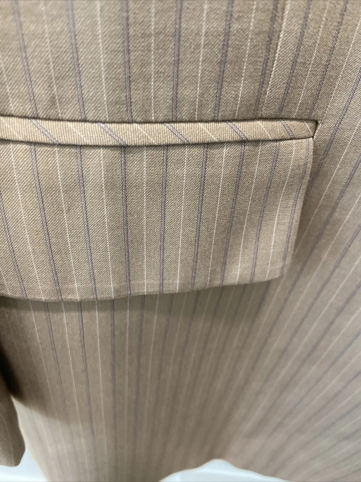 Мужской костюм 3 шт. желтовато-коричневый VITALI мягкая ткань с булавкой светло-фиолетовая/белая полоса - Изображение 4 из 4