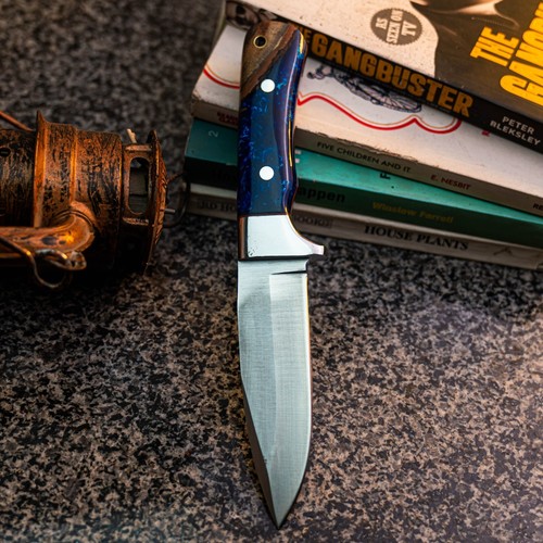 Wild Blades 8.8" Full Tang Hunting Knife Handmade EDC Damascus + Leather Sheath - Picture 4 of 12