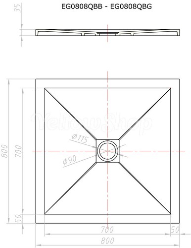 PIATTO DOCCIA SLIM CM 80x80 MARMO RESINA PIETRA QUADRATO ANTRACITE BOX BUGNATO - Foto 3 di 3