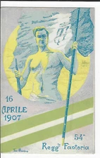 Italian Art Military Postcard Militare 54 Reggimento Fanteria 1907 Commemorative