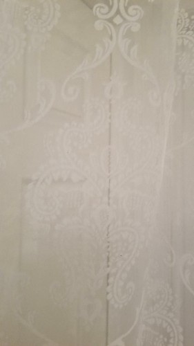 Curtain City N Y Flocking Damask White Sheer Rod Pocket Curtain Panel 57" X 84" - Picture 3 of 4