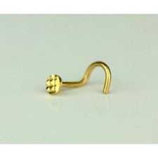 14k Yellow or White Gold Round Flat Ball Nose Piercing Diamond Cut