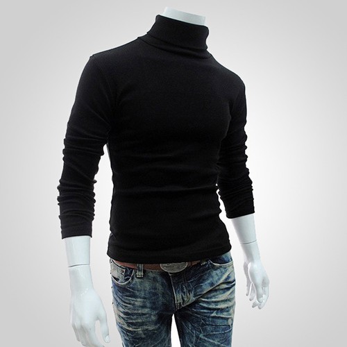 Men Plain Winter Warm Po-lo Roll Turtle Neck Knitted Sweater Pullover Jumper Top - Picture 4 of 12
