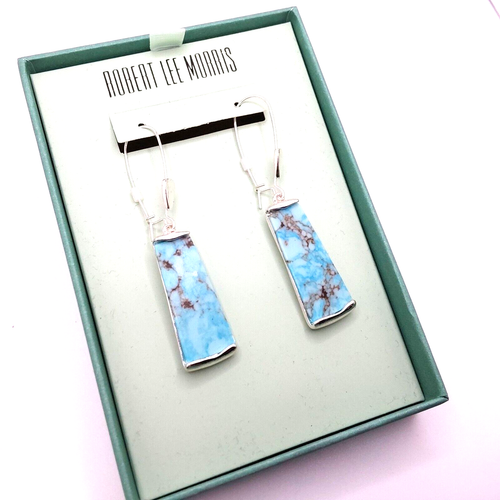 Robert Lee Morris RLM SoHo Silver Tone/Turquoise Geometric Dangle/Drop Earring - Picture 3 of 5