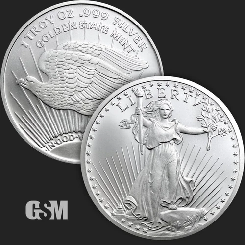 Saint Gaudens Design 1 oz .999 Fine Silver Round Collectible GSM