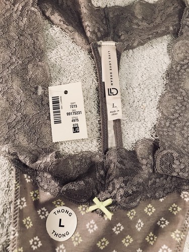 Bragas tanga LIVE LOVE DREAM, Aeropostale, talla grande, grises y blancas. NUEVO. - Imagen 9 de 10