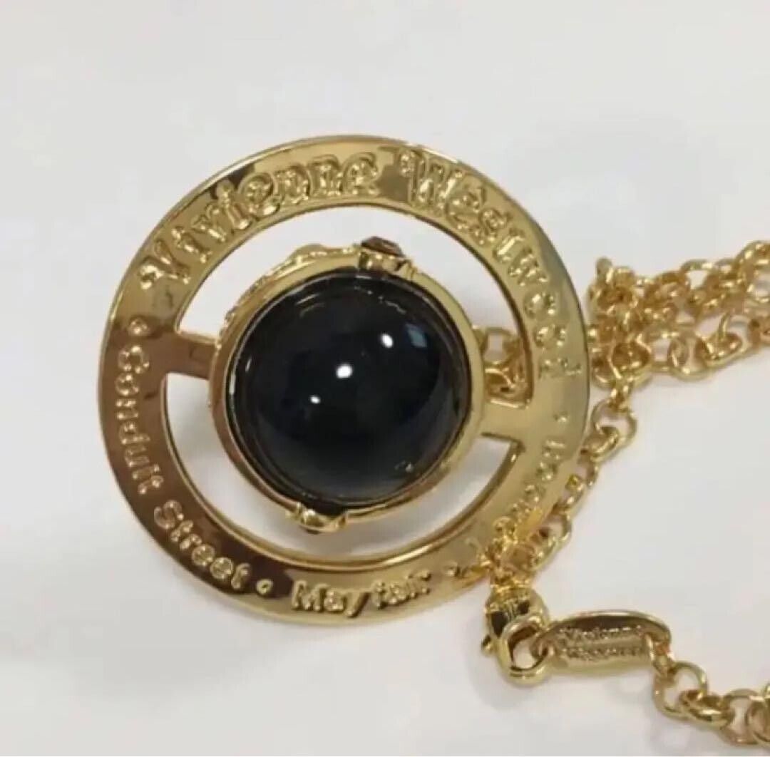 Vivienne Westwood Small ORB Necklace Pendant Black Gold No Vivienne Westwood Small ORB Necklace Pendant Black Gold No