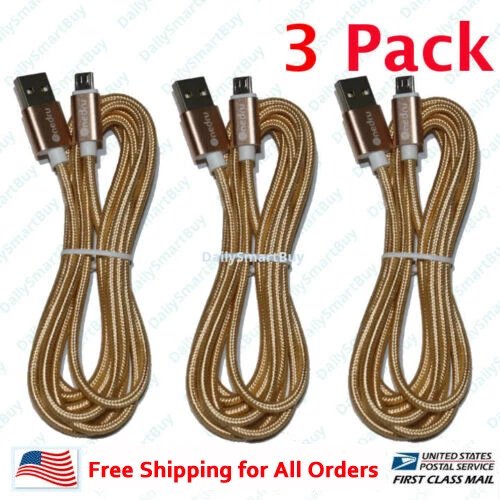 Micro USB Charger Data Sync Cable (Gold , Silver color) Pack of 2 or 3 - Image 2 of 4