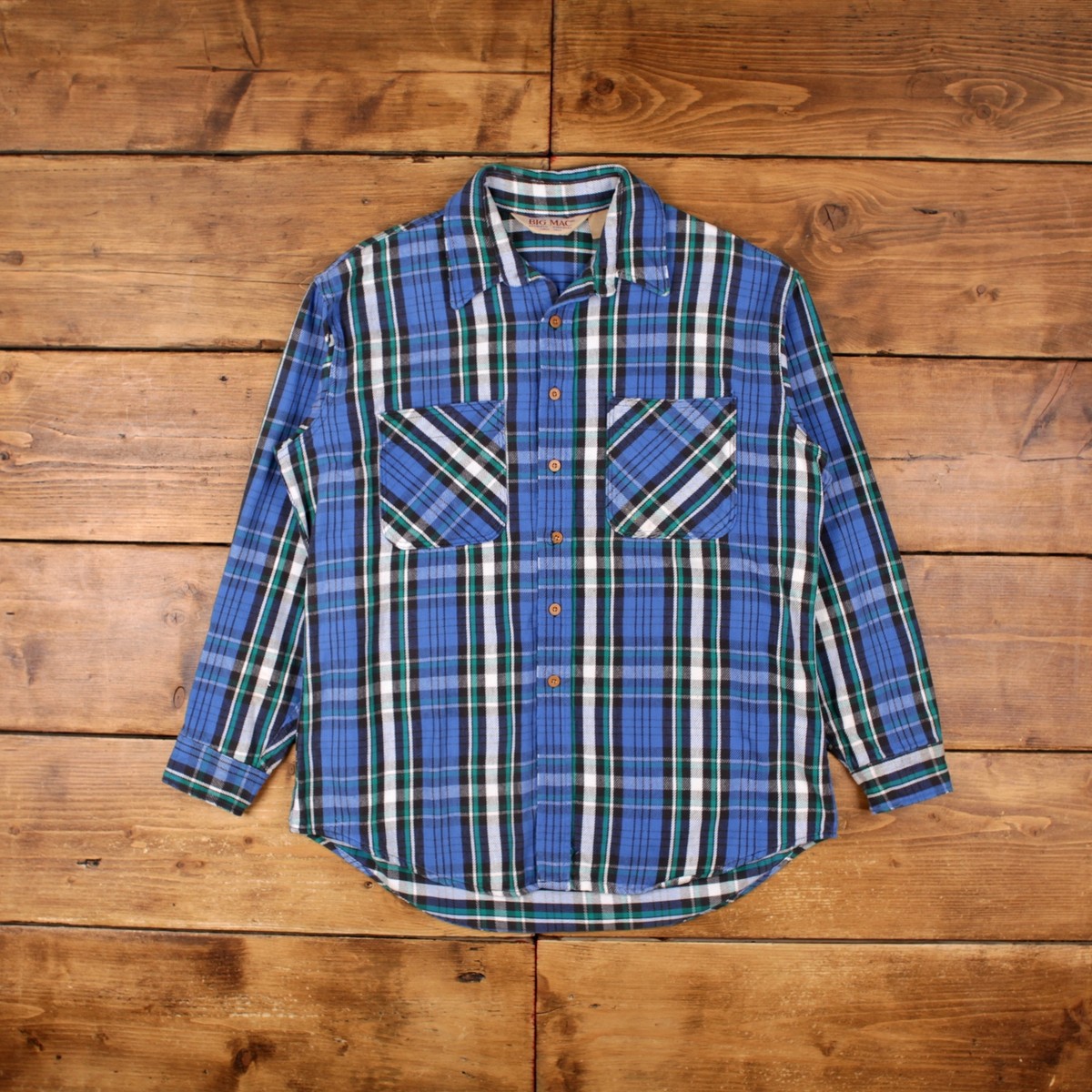 Vintage Big Mac Flannel Shirt Button XL USA Made 80s Tall