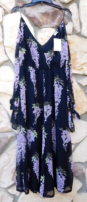 NWT ASOS Floral Palazzo Jumpsuit Jump Suit Romper Sheer Cold Shoulder Sleeves