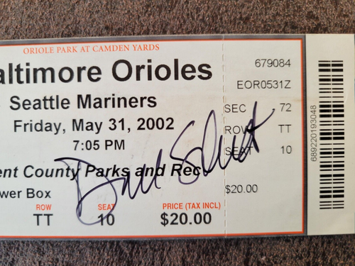 2002 Dave Schmidt Ticket Stub vs. Mariners - Baltimore Orioles - Autographed! - Picture 2 of 3