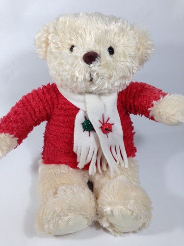 Hallmark JINGLE BEAR Plush Cream Holiday Teddy Stuffed Red Sweater Bells 12" - Picture 2 of 6