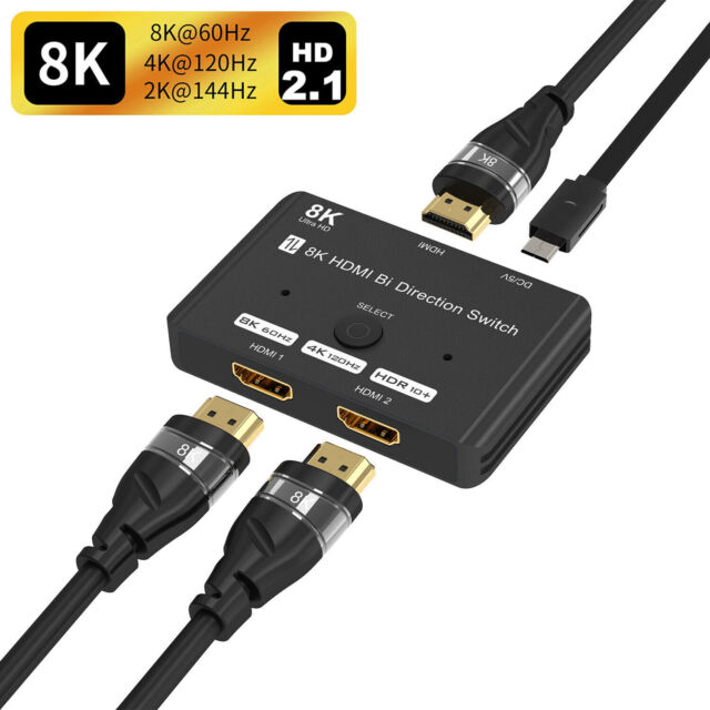 8K HDMI 2.1 Switch Bi-directional 1X2 or 2X1 Switcher Splitter 8K@60Hz 4K@120Hz 8K HDMI 2.1 Switch Bi-directional 1X2 or 2X1 Switcher Splitter 8K@60Hz 4K@120Hz