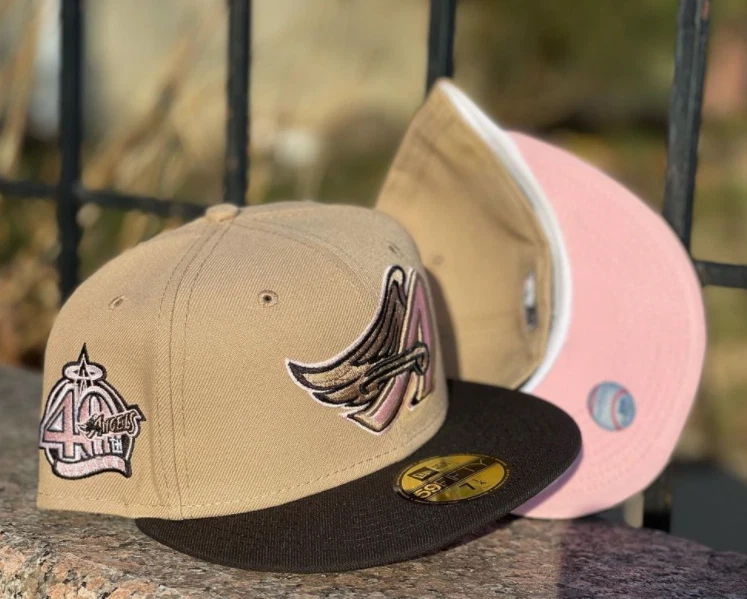 ANAHIEM ANGELS 40TH ANNIVERSARY PINK BRIM NEW ERA FITTED HAT 7 7 8