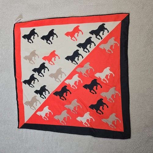 Nasharr Freres Scarf Women Square Vintage Horse Japan 21 x 21 Equestrian Ranch - Picture 6 of 8