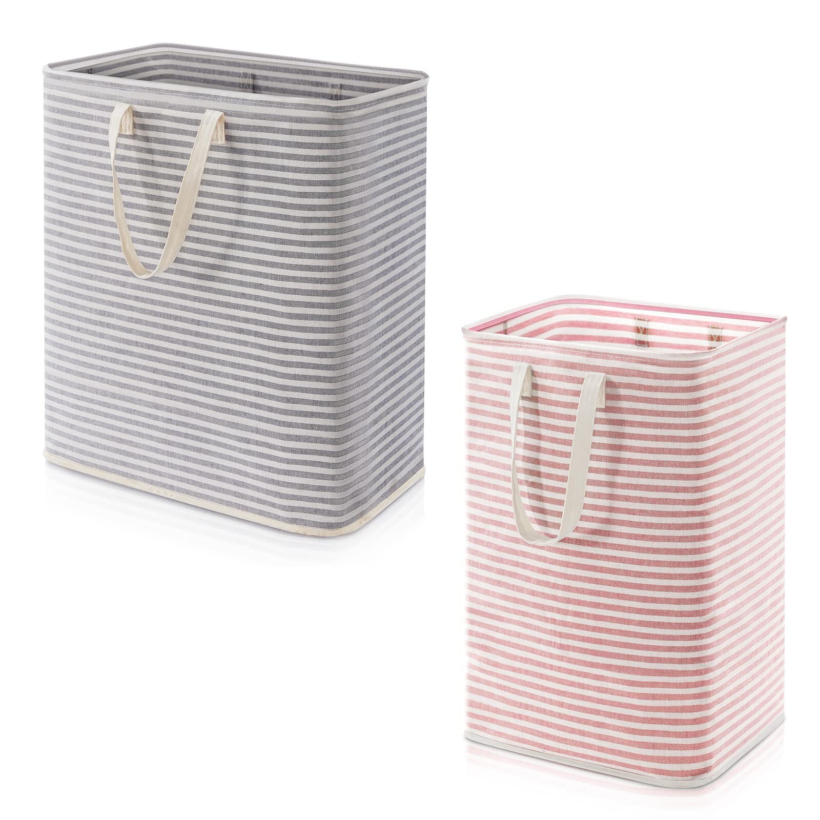 72L Pink & 100L Grey Laundry Hampers by Lifewit, Freestanding Storage Bundle