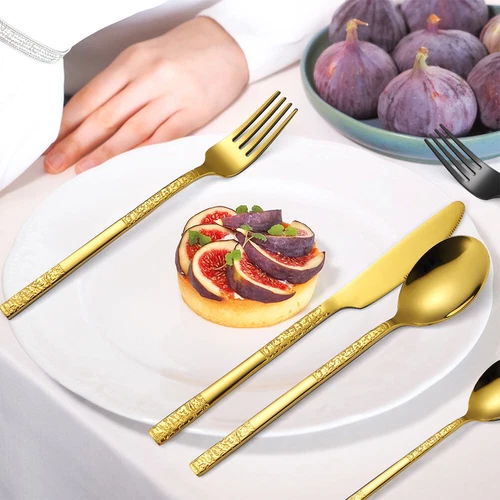Set posate 24 pz oro tavola argento set per 6 persone incl. forchetta cucchiaio coltello - Foto 10 di 19